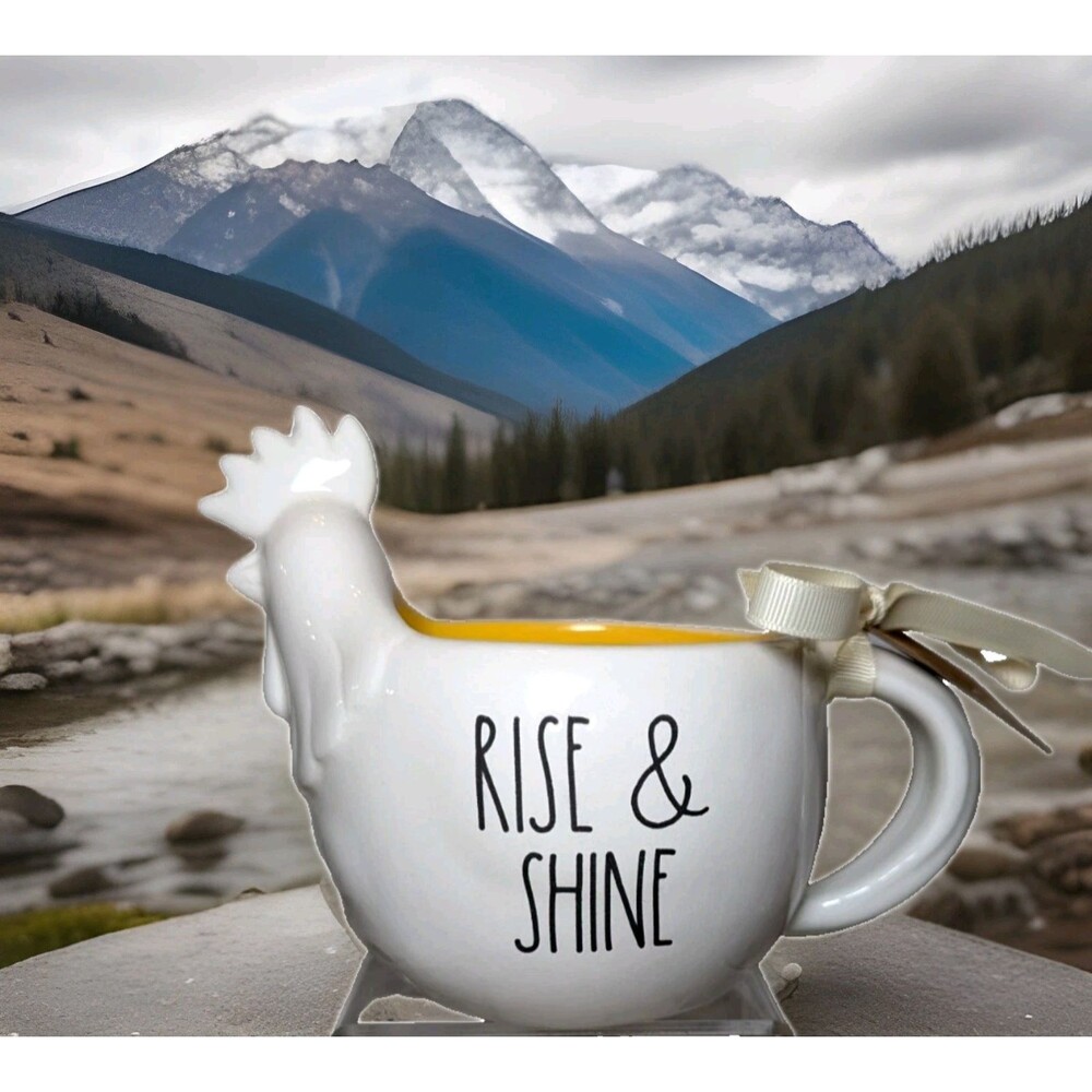 Rae Dunn Rise & Shine Chicken Figural Mug Country Rooster Ceramic Kitchen Gift